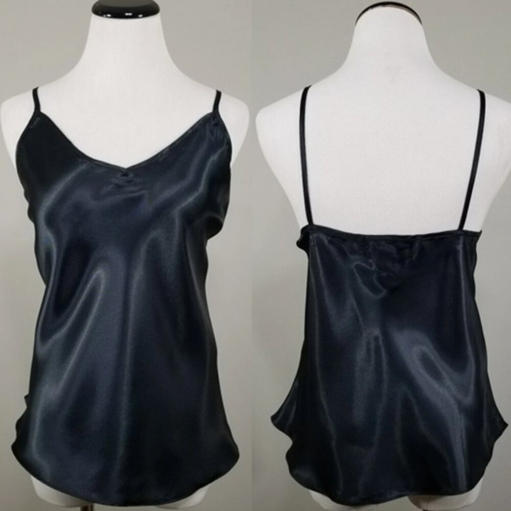Nos Vintage MOON DANCE Black Satin Cami Tank Top 1X Womens Sleeveless Camisole